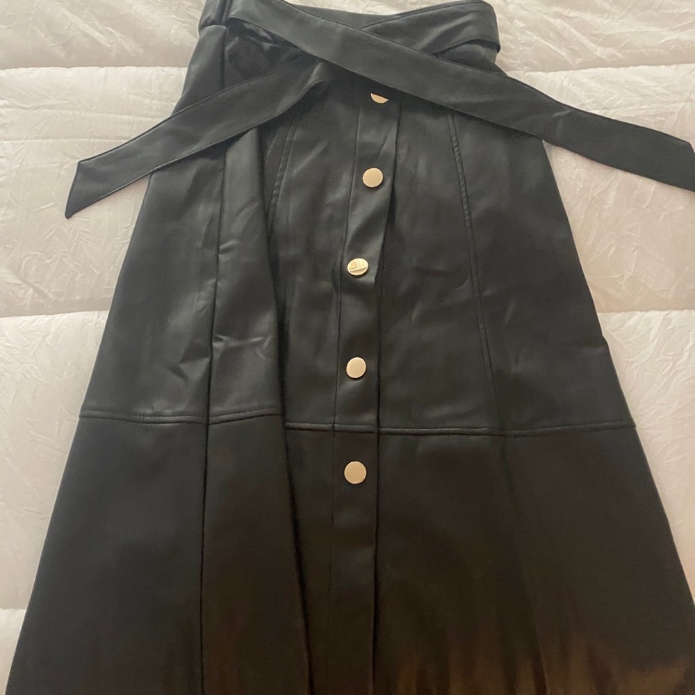 Zara “Leather” Button Up Midi Skirt